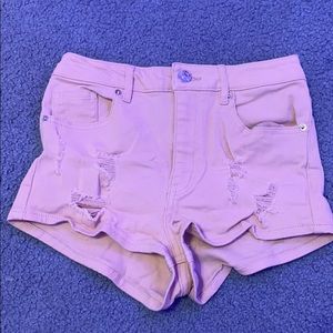 Pink Ripped Jean Shorts